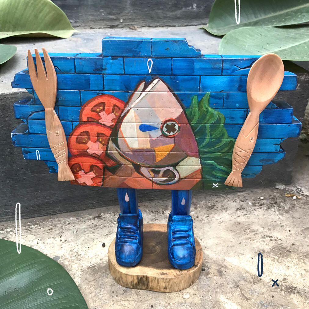 Tongkol Nampol In collaboration with Museum of Toys and Brain Sack Mixed media on art toy 2021